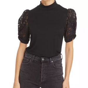 New Generation Love Alanna Lace Puff Sleeve Top Size Large in Black